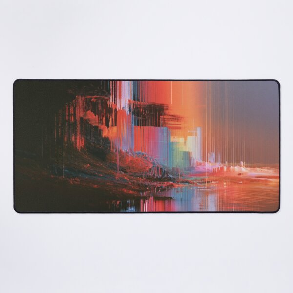 Item preview, Synthetic Sunset – Abstract Glitch Landscape designed and sold by AlfiB.