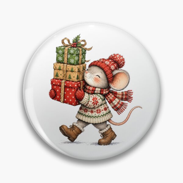 Item preview, Cute Winter Mouse Carrying Christmas Gifts Festive Holiday designed and sold by Moizento.