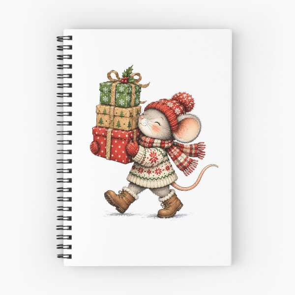Item preview, Cute Winter Mouse Carrying Christmas Gifts Festive Holiday designed and sold by Moizento.