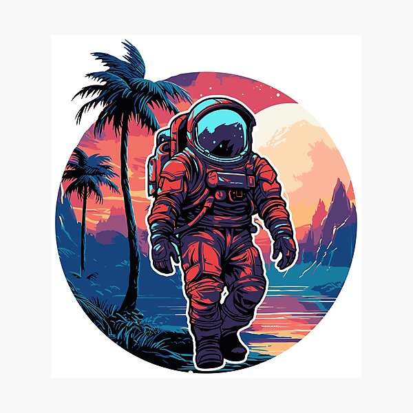 Item preview, Astronaut Walking on Tropical Island Sunset designed and sold by Bright Idea Bazaar.