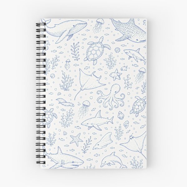Item preview, Blue Ocean Life Pattern | Nautical Sea Animals & Coastal Line Art designed and sold by Luv4tete.