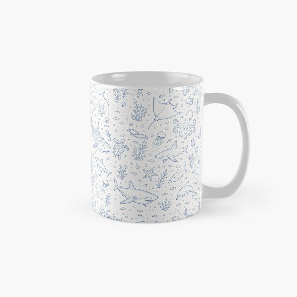 Item preview, Blue Ocean Life Pattern | Nautical Sea Animals & Coastal Line Art designed and sold by Luv4tete.