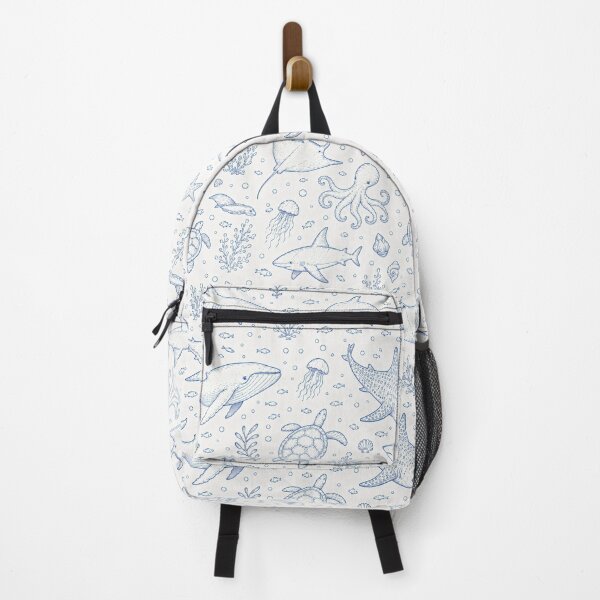 Item preview, Blue Ocean Life Pattern | Nautical Sea Animals & Coastal Line Art designed and sold by Luv4tete.