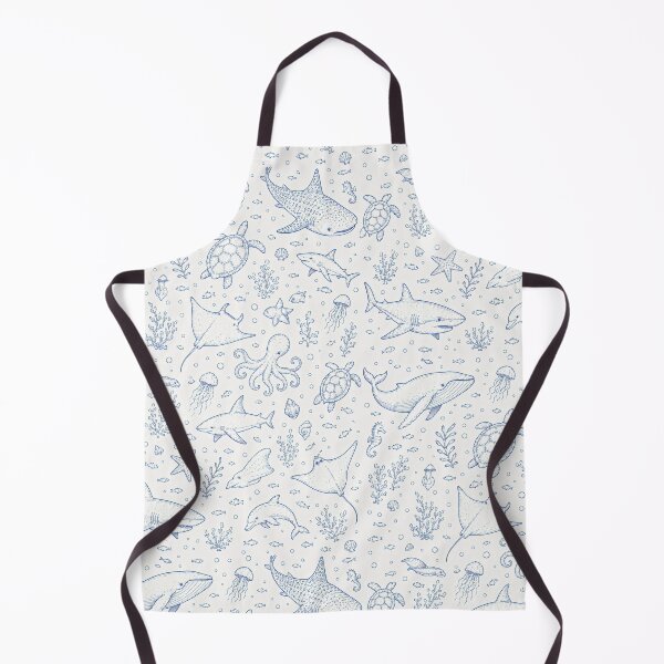 Item preview, Blue Ocean Life Pattern | Nautical Sea Animals & Coastal Line Art designed and sold by Luv4tete.