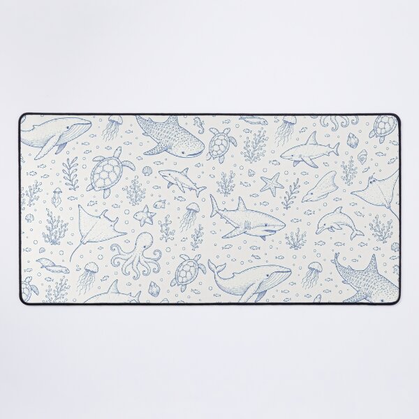 Item preview, Blue Ocean Life Pattern | Nautical Sea Animals & Coastal Line Art designed and sold by Luv4tete.