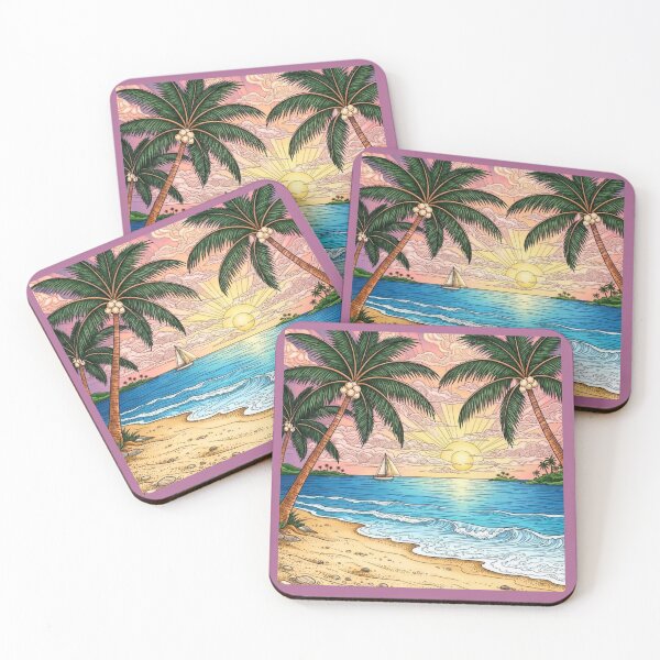 Item preview, Sunset Sail - Tropical Beach and Palm Tree Serenity designed and sold by ScenicRoute66.