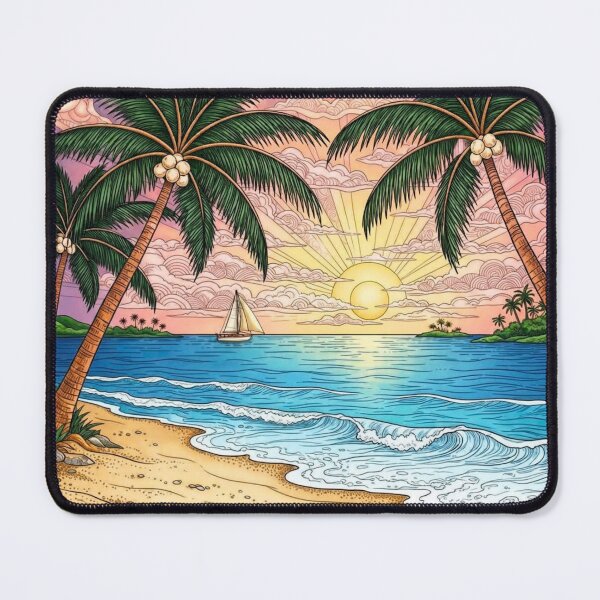 Item preview, Sunset Sail - Tropical Beach and Palm Tree Serenity designed and sold by ScenicRoute66.