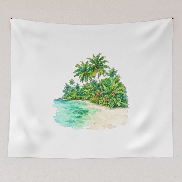 Item preview, Tropical Island Beach Watercolor Design designed and sold by STOXT.