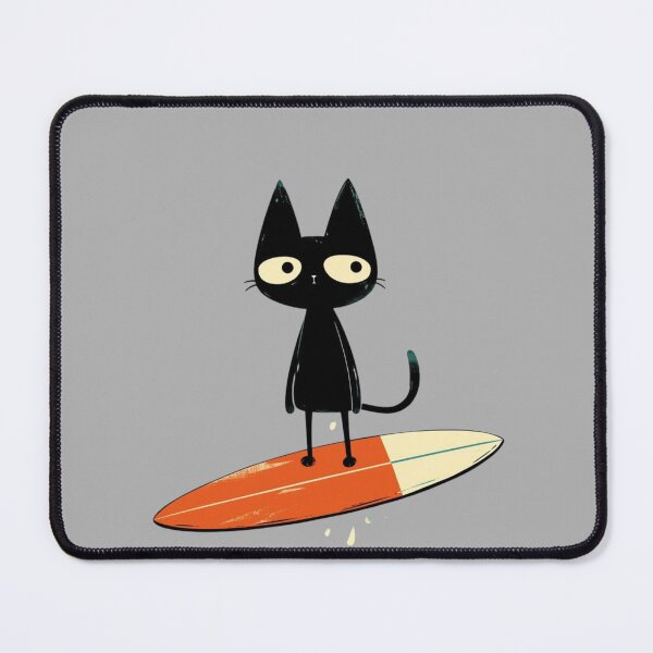 Item preview, Black Cat Surfing – Cute Retro Ocean Wave Surfer Design designed and sold by anemiche.