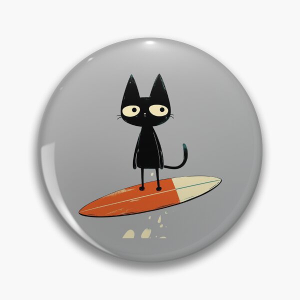Item preview, Black Cat Surfing – Cute Retro Ocean Wave Surfer Design designed and sold by anemiche.