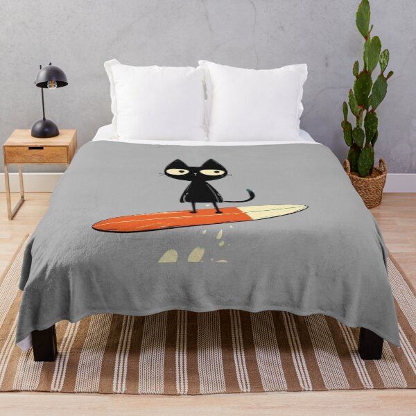 Item preview, Black Cat Surfing – Cute Retro Ocean Wave Surfer Design designed and sold by anemiche.