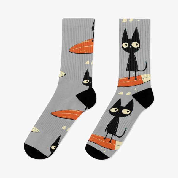 Item preview, Black Cat Surfing – Cute Retro Ocean Wave Surfer Design designed and sold by anemiche.