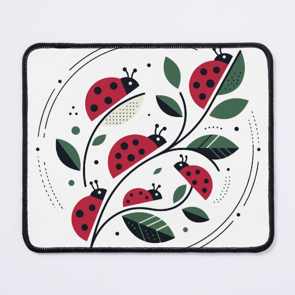 Item preview, Clean design with bright ladybugs on delicate green leaves designed and sold by ElegantOutlines.