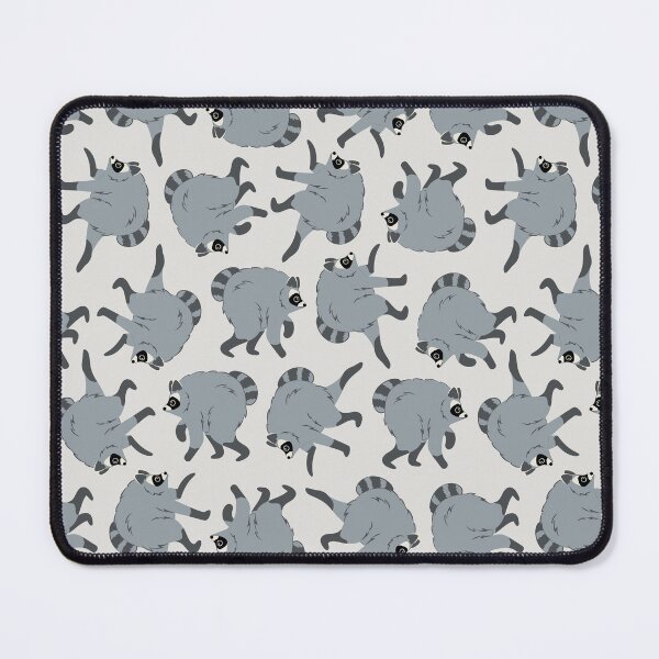 Item preview, Jimothy Raccoons // all over print // vanilla designed and sold by Becca Alessi.