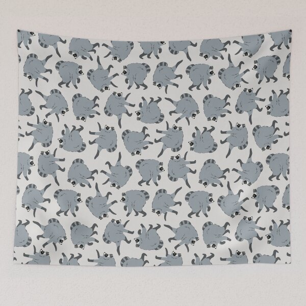 Item preview, Jimothy Raccoons // all over print // vanilla designed and sold by Becca Alessi.