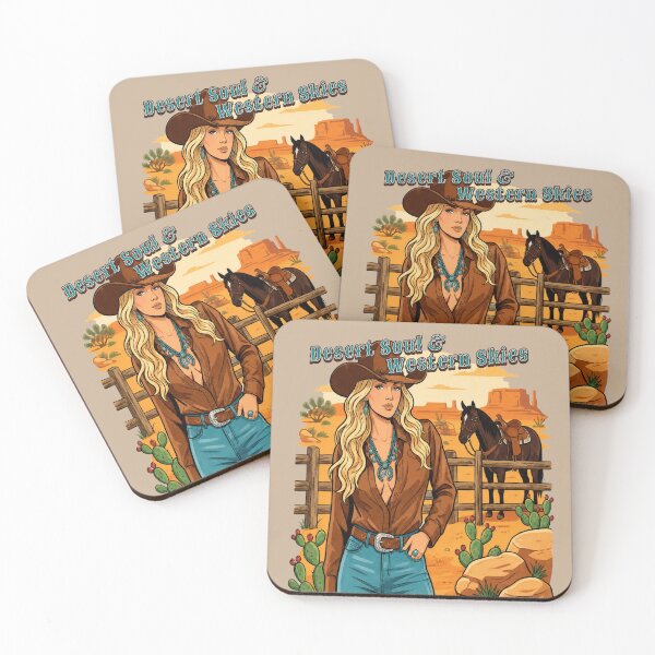 Item preview, Desert Soul & Western Skies - Blonde Cowgirl with Turquoise Jewelry designed and sold by ScenicRoute66.