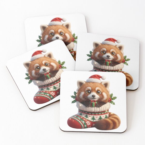 Item preview, Cute Kawaii Christmas Red Panda – Fluffy Winter Santa Hat  designed and sold by HoMya.