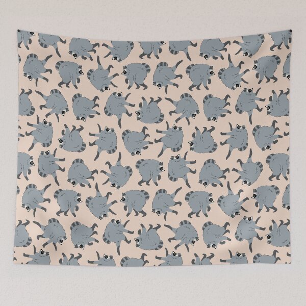 Item preview, Jimothy Raccoons // all over print // pale peach designed and sold by Becca Alessi.