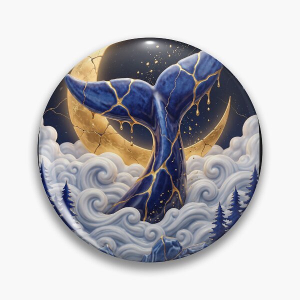Item preview, Celestial Whale Tail Under Golden Moon designed and sold by ElagoozArt.