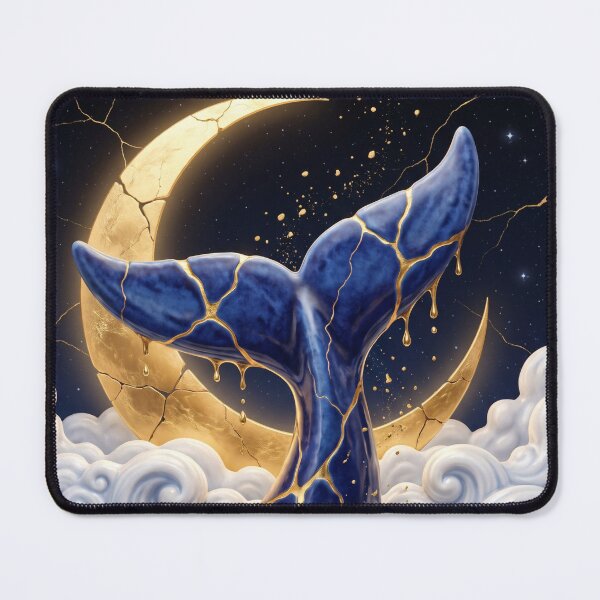 Item preview, Celestial Whale Tail Under Golden Moon designed and sold by ElagoozArt.