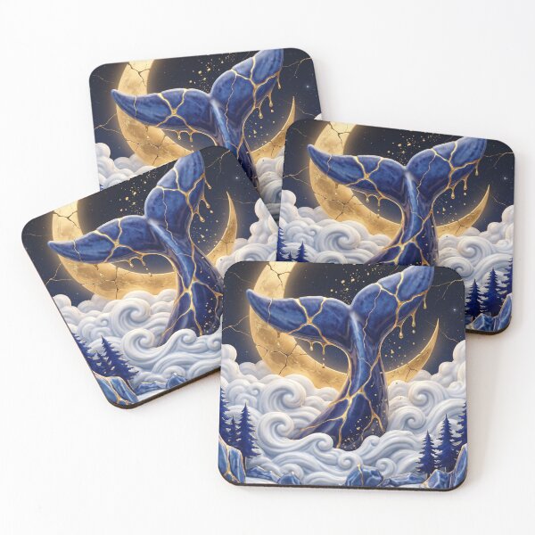 Item preview, Celestial Whale Tail Under Golden Moon designed and sold by ElagoozArt.