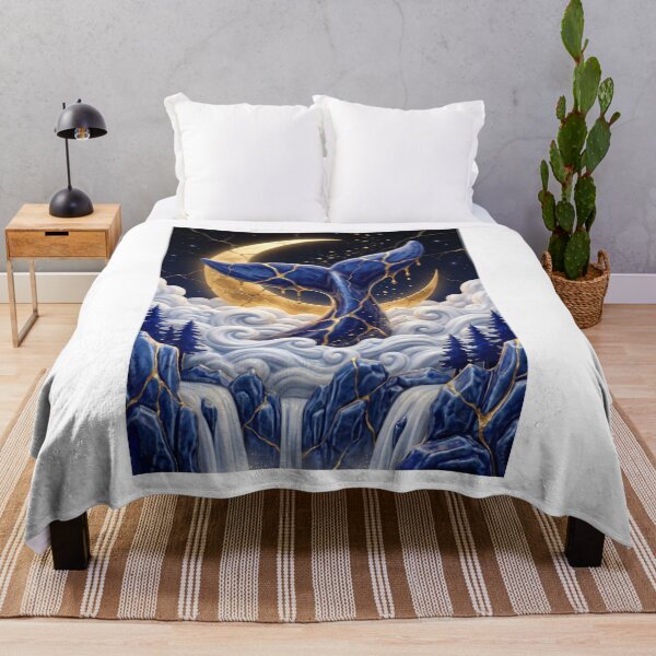 Item preview, Celestial Whale Tail Under Golden Moon designed and sold by ElagoozArt.