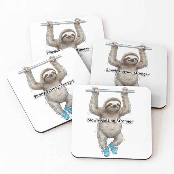 Item preview, Sloth Gym Meme "Slowly Getting Stronger" - Funny Illustration of a Sloth on a Pull-Up Bar designed and sold by fastansic.