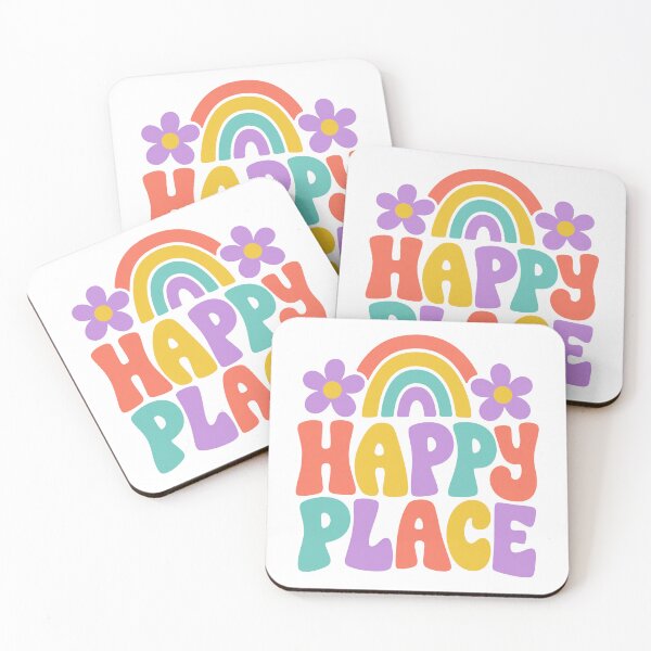 Item preview, Happy Place Retro Rainbow Groovy Quote designed and sold by SayMaria.