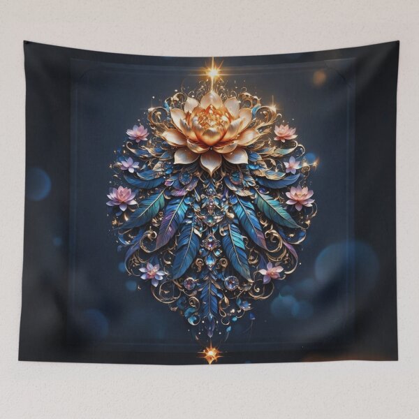 Item preview, Radiant Lotus & Sapphire Plume Digital Art Print designed and sold by KingsArtworx 2.