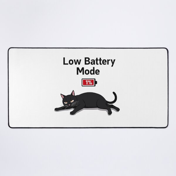 Item preview, Low Battery Mode cat running on empty designed and sold by Prints by Mat.