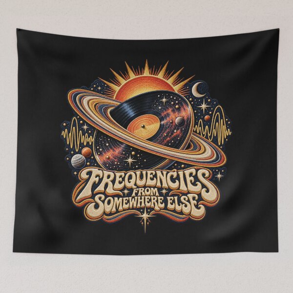 Item preview, Retro Vinyl Record Cosmic Music Art – Psychedelic 70s Embroidered Space Design designed and sold by Emoji Emblems.