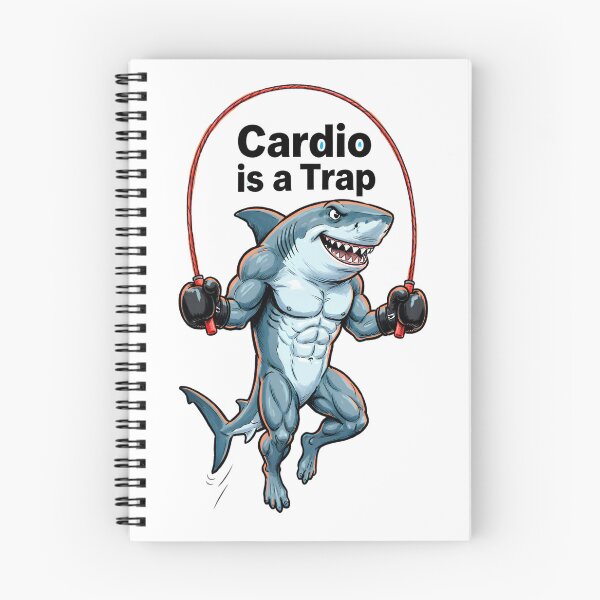 Item preview, Bodybuilder Shark "Cardio is a Trap" - Funny Illustration of a Shark Jumping Rope designed and sold by fastansic.