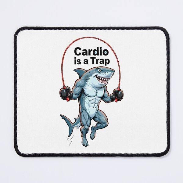 Item preview, Bodybuilder Shark "Cardio is a Trap" - Funny Illustration of a Shark Jumping Rope designed and sold by fastansic.