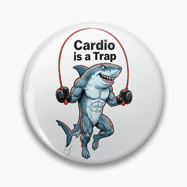 Item preview, Bodybuilder Shark "Cardio is a Trap" - Funny Illustration of a Shark Jumping Rope designed and sold by fastansic.