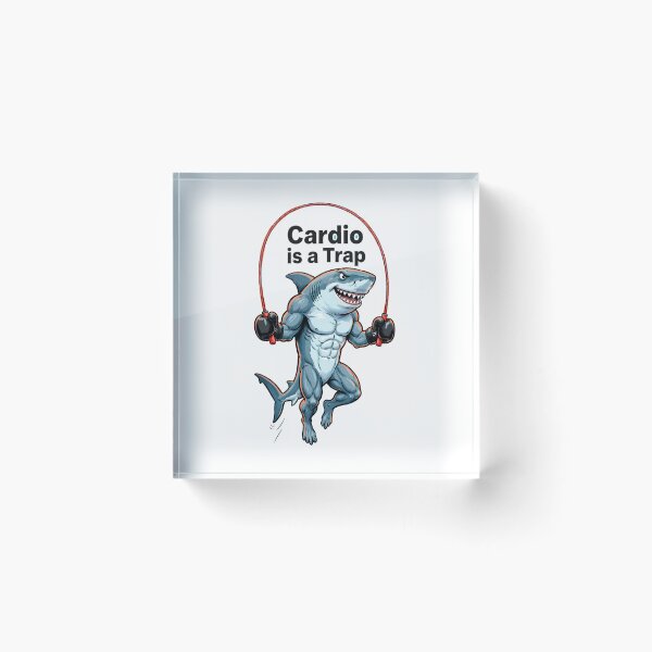 Item preview, Bodybuilder Shark "Cardio is a Trap" - Funny Illustration of a Shark Jumping Rope designed and sold by fastansic.
