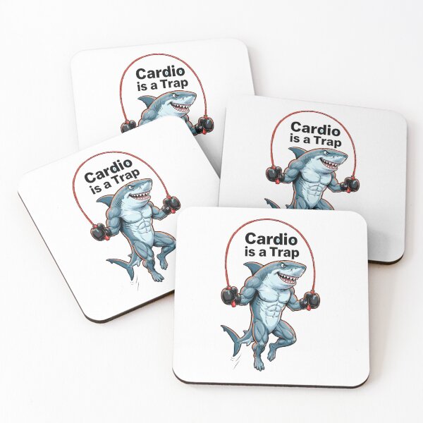 Item preview, Bodybuilder Shark "Cardio is a Trap" - Funny Illustration of a Shark Jumping Rope designed and sold by fastansic.
