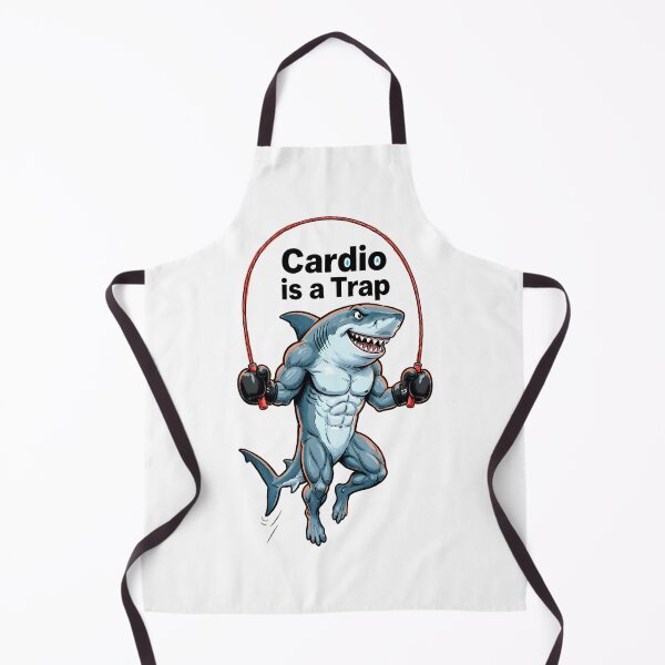 Item preview, Bodybuilder Shark "Cardio is a Trap" - Funny Illustration of a Shark Jumping Rope designed and sold by fastansic.