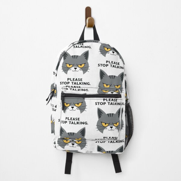 Item preview, Please Stop Talking annoyed grey cat designed and sold by Prints by Mat.