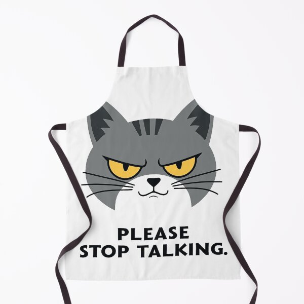 Item preview, Please Stop Talking annoyed grey cat designed and sold by Prints by Mat.