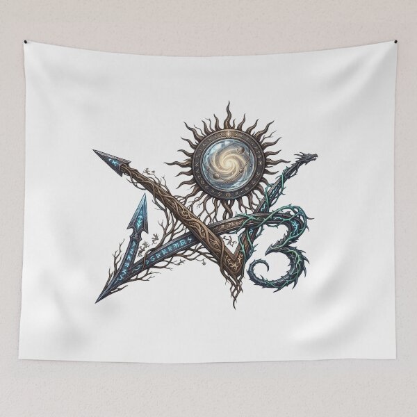 Item preview, AO3 Fanfiction Dark Fantasy Dragon Runes Sun designed and sold by Luz Oroño.