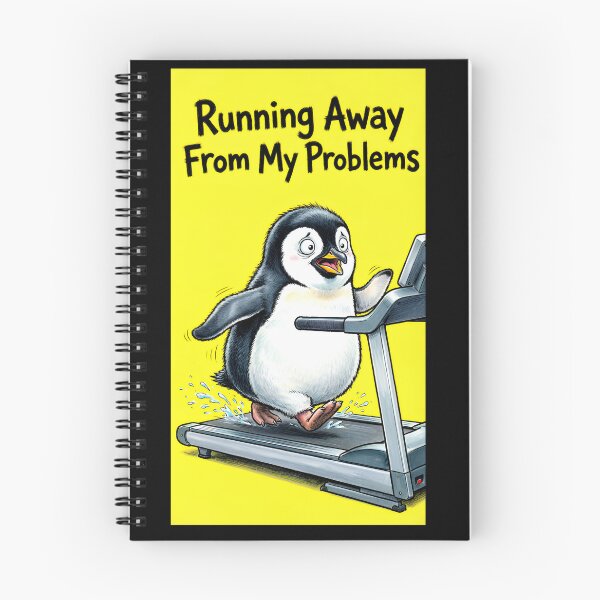 Item preview, Penguin on Treadmill "Running Away From My Problems" - Funny Illustration of a Penguin Doing Cardio designed and sold by fastansic.