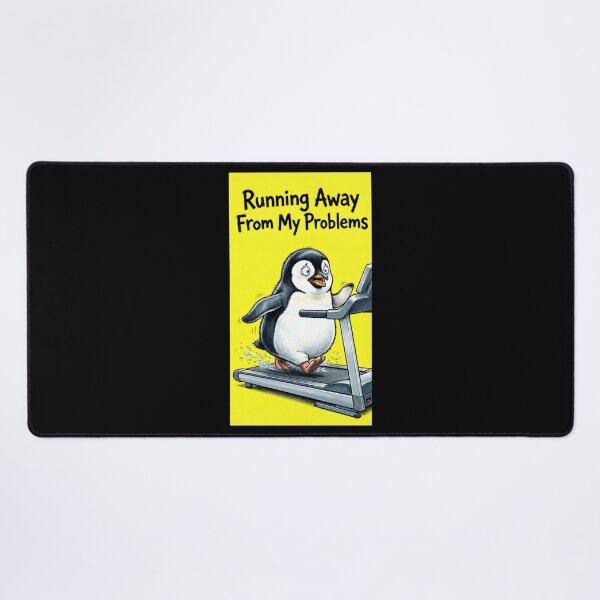 Item preview, Penguin on Treadmill "Running Away From My Problems" - Funny Illustration of a Penguin Doing Cardio designed and sold by fastansic.