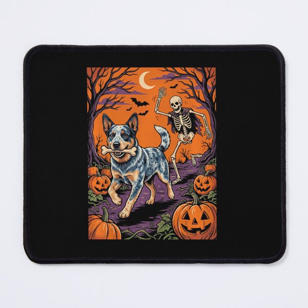 Item preview, Australian Cattle Dog Stealing Bone Skeleton Halloween designed and sold by RealestInternet.