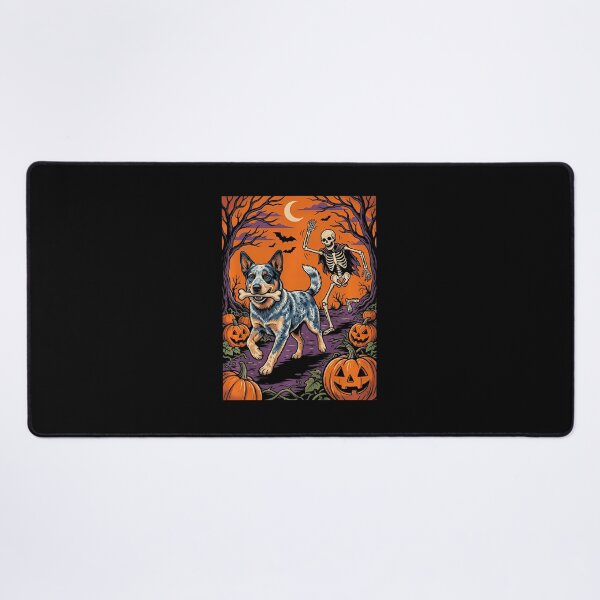 Item preview, Australian Cattle Dog Stealing Bone Skeleton Halloween designed and sold by RealestInternet.