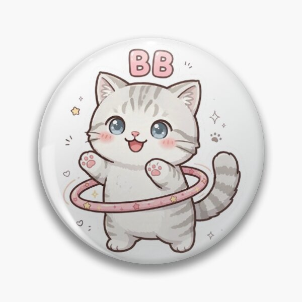 Item preview, Cute Kitten Playing Hula Hoop - Kawaii Tabby Cat "BB" Sticker & Design designed and sold by PetalsPaws.