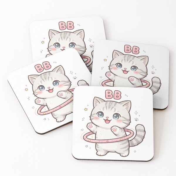 Item preview, Cute Kitten Playing Hula Hoop - Kawaii Tabby Cat "BB" Sticker & Design designed and sold by PetalsPaws.