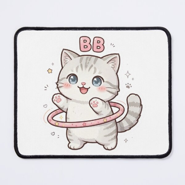 Item preview, Cute Kitten Playing Hula Hoop - Kawaii Tabby Cat "BB" Sticker & Design designed and sold by PetalsPaws.