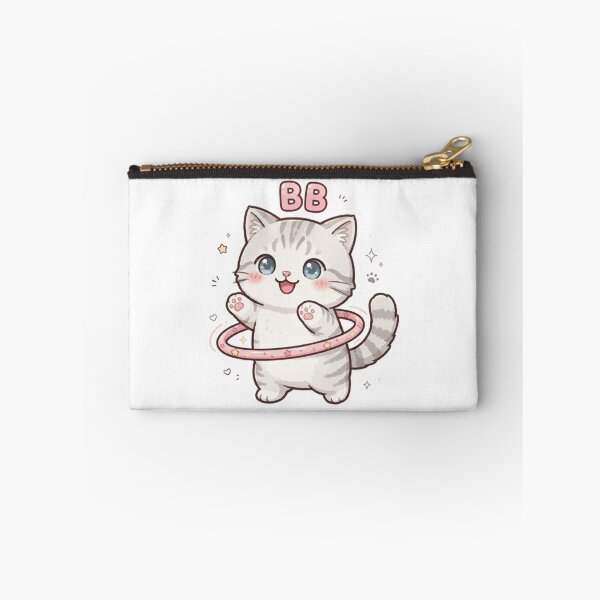 Item preview, Cute Kitten Playing Hula Hoop - Kawaii Tabby Cat "BB" Sticker & Design designed and sold by PetalsPaws.
