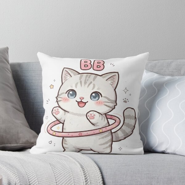 Item preview, Cute Kitten Playing Hula Hoop - Kawaii Tabby Cat "BB" Sticker & Design designed and sold by PetalsPaws.