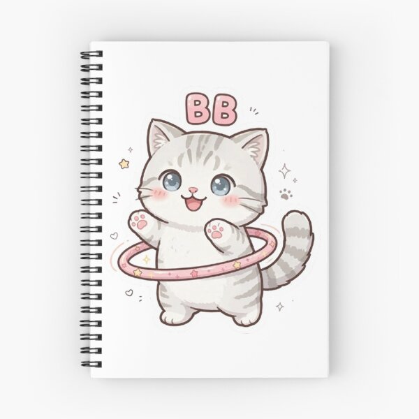 Item preview, Cute Kitten Playing Hula Hoop - Kawaii Tabby Cat "BB" Sticker & Design designed and sold by PetalsPaws.